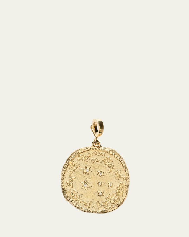 Zodiac Large Diamond Coin Charm Pendant